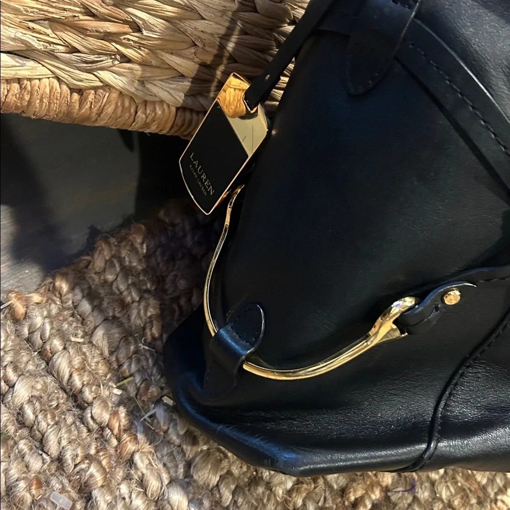 LAUREN RALPH LAUREN Woodbridge Leather Large Hobo Black